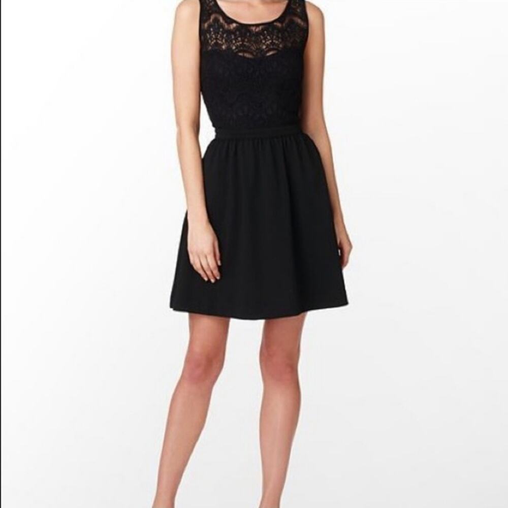 Lilly Pulitzer Rhea Black Ponte Lace Fit Flare Mini Dress S